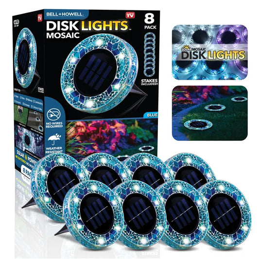 Solar Mosaic Disk Lights | Waterproof LED Pathway | Auto On/Off